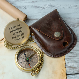 One Step with Faith, Forever Guided - In All Your Ways Acknowledge Him - Baptism & Communion Compass + Free Personalized Communion Bag - Gpb16081