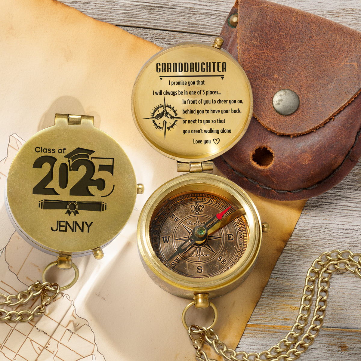 Personalized Engraved Compass - Family - To My Granddaughter - I Will Always Behind You To Have Your Back - Gpb23011