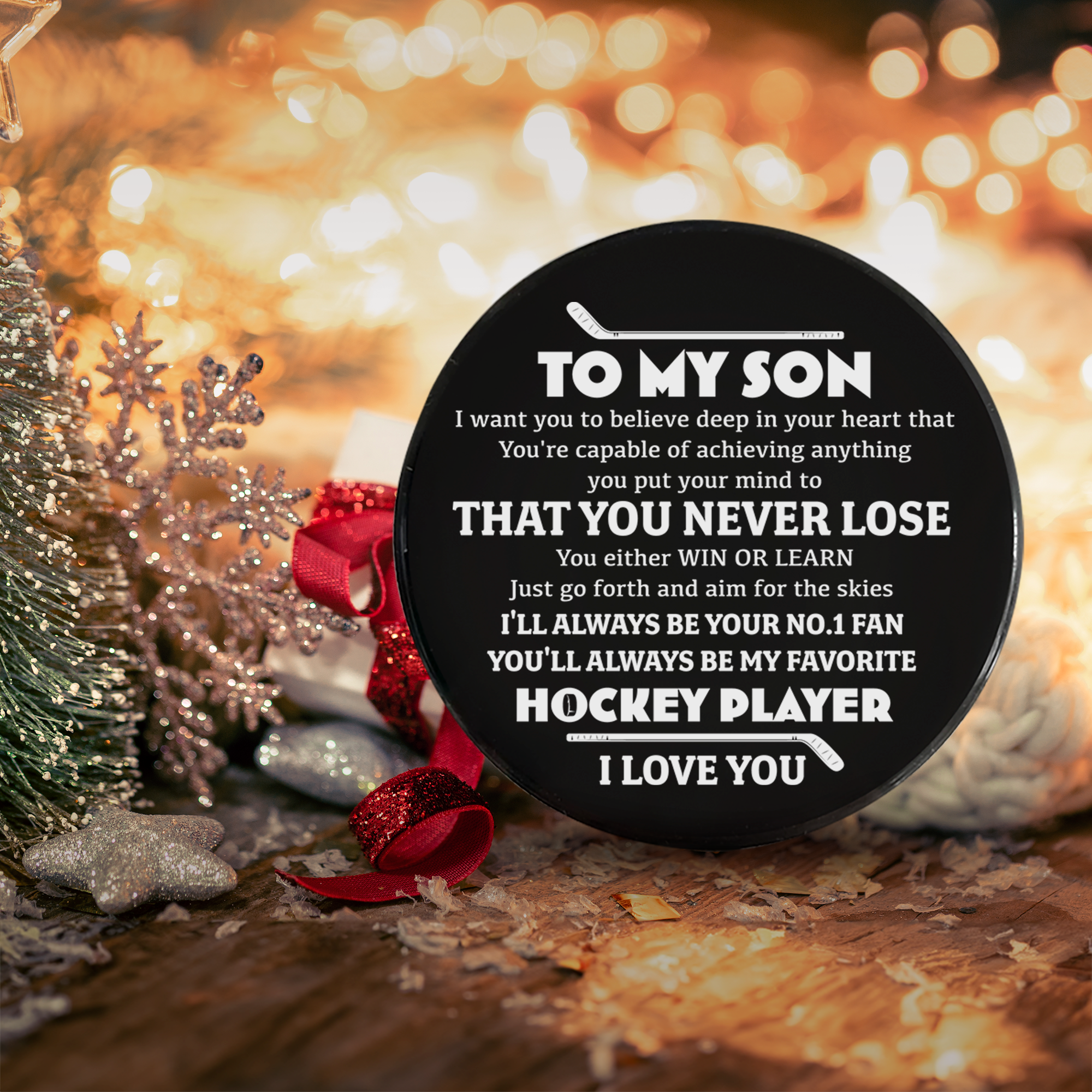 Celebrate Your Special Bond - An Exclusive Custom Hockey Puck for Son - Gai16018