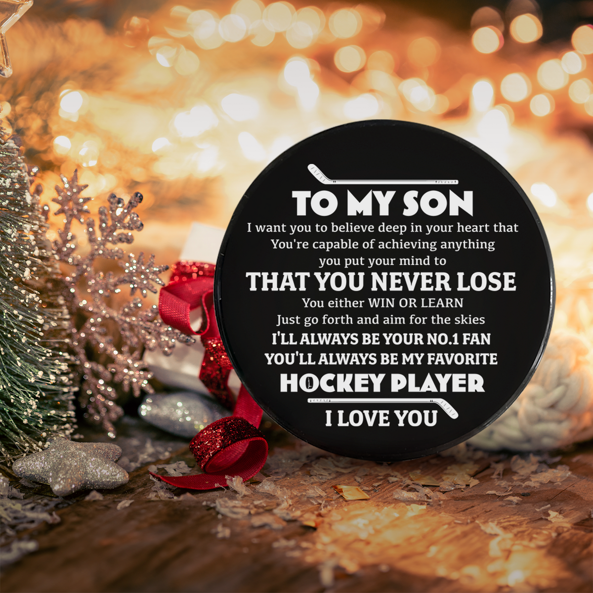 Celebrate Your Special Bond - An Exclusive Custom Hockey Puck for Son - Gai16018