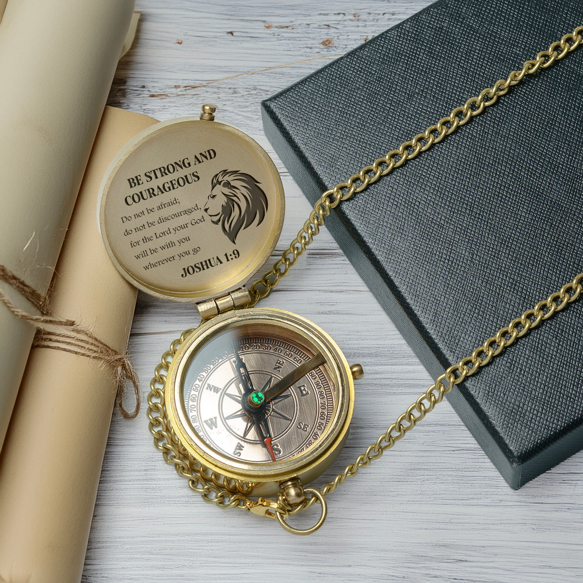 One Step with Faith, Forever Guided - Be Strong And Courageous - Baptism & Communion Compass - Gpb16080