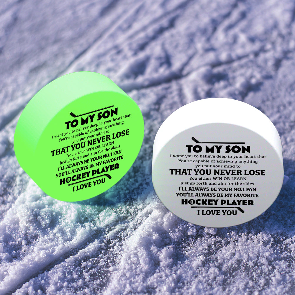 Celebrate Your Special Bond - An Exclusive Custom Hockey Puck for Son - Gai16018