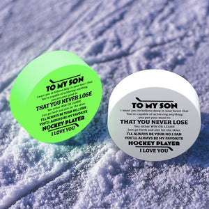 Celebrate Your Special Bond - An Exclusive Custom Hockey Puck for Son - Gai16018