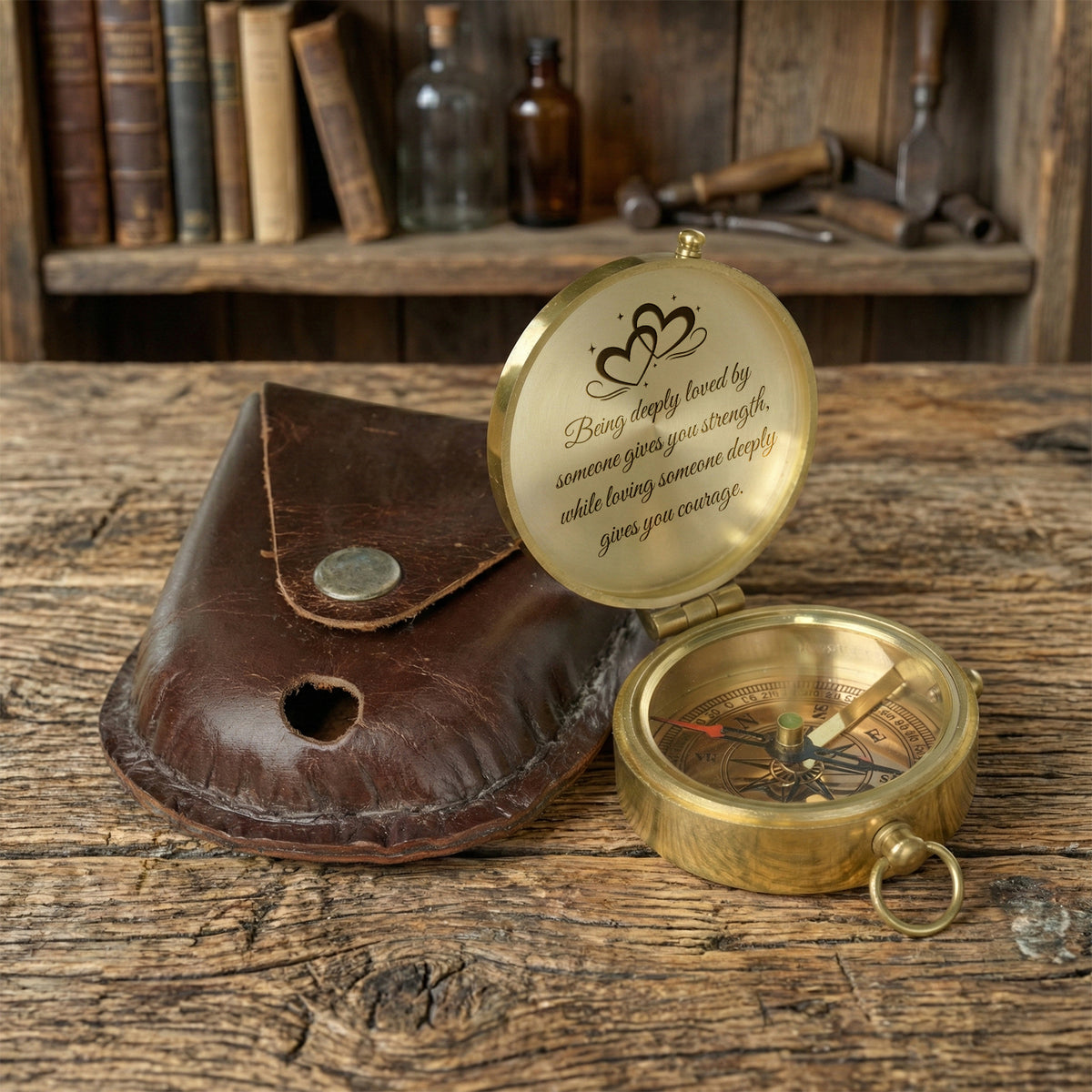 Personalized Engraved Bronze Compass - Handmade 50 years Anniversary Gift for Grandpa & Grandma | Custom Name, Date - Gpb20009