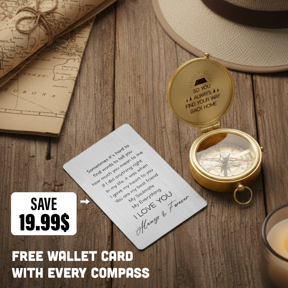 Personalized Compass Gift - Long-distance Keepsake For Him - So Even From Miles Away, Your Love Still Guides Them Home - Gpb26045