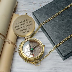 One Step with Faith, Forever Guided - May This Day Be A New Beginning For You - Baptism & Communion Compass + Free Personalized Communion Bag - Gpb16086