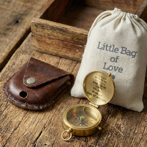 Personalized Engraved Bronze Compass - Handmade 50 years Anniversary Gift for Grandpa & Grandma | Custom Name, Date - Gpb20010