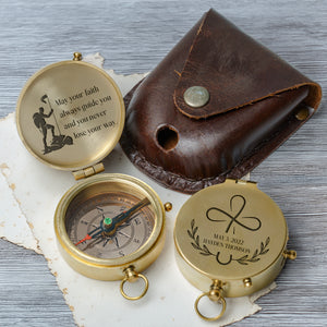 One Step with Faith, Forever Guided - May Your Faith Always Guide You - Baptism & Communion Compass + Free Personalized Communion Bag - Gpb16084