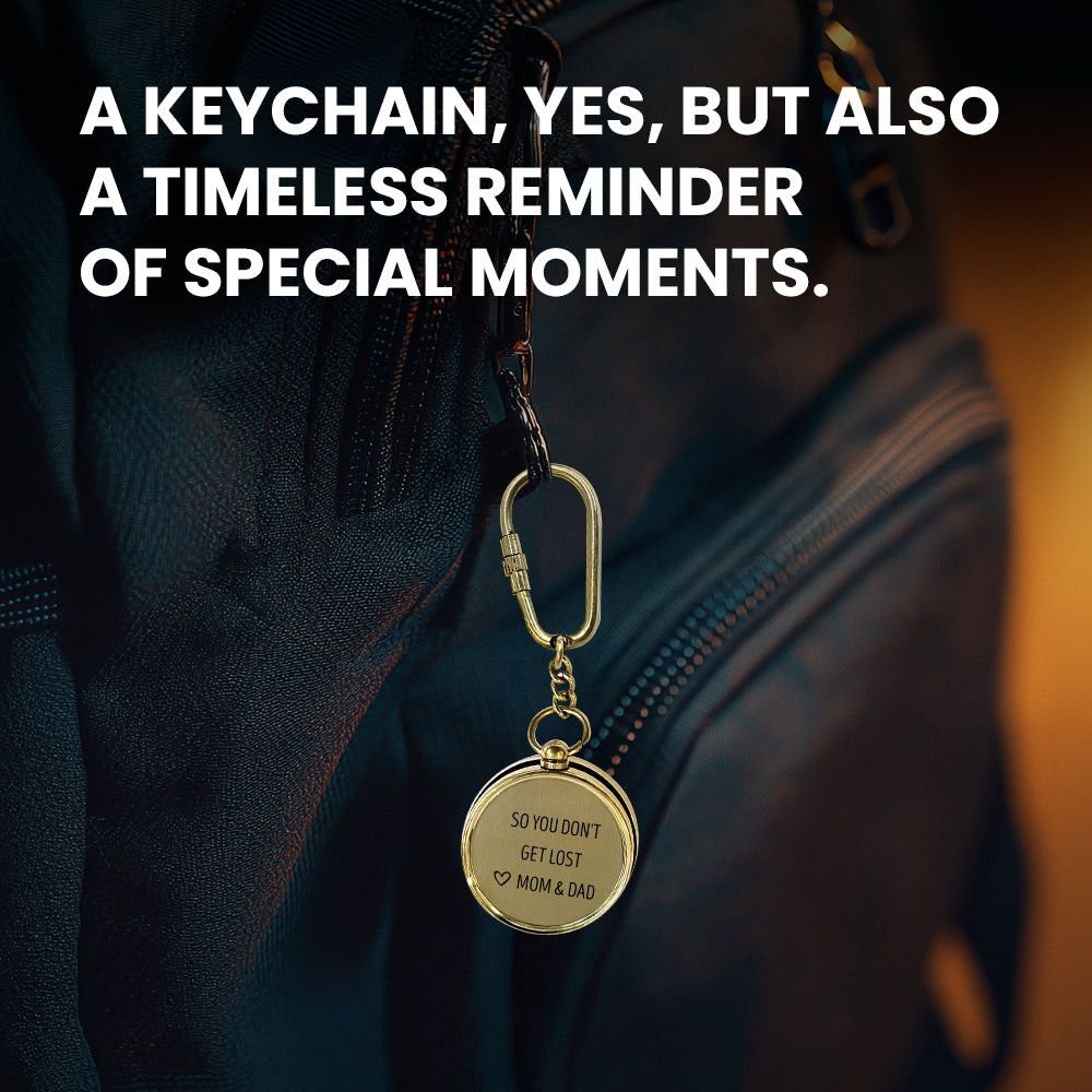 Personalized Brass Compass Keychain - Family - Just For Our Amazing Daughter - With All Our Love - Gkqj17005