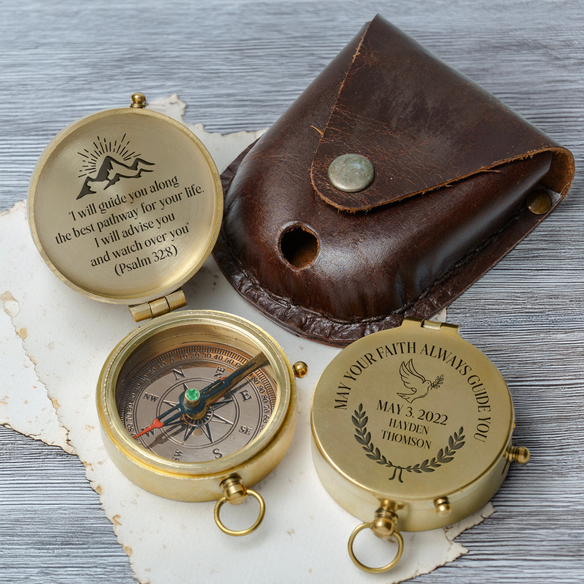 One Step with Faith, Forever Guided - I Will Advise You And Watch Over You - Baptism & Communion Compass - Gpb16088