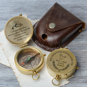 One Step with Faith, Forever Guided - I Will Advise You And Watch Over You - Baptism & Communion Compass + Free Personalized Communion Bag - Gpb16088