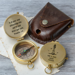 One Step with Faith, Forever Guided - In All Your Ways Acknowledge Him - Baptism & Communion Compass + Free Personalized Communion Bag - Gpb16081