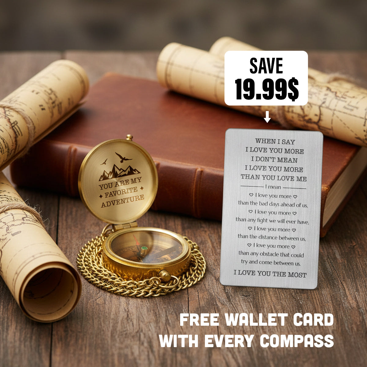 Personalized Compass Gift – For When They Can’t Hold Your Hand, Let Them Hold This - Gpb26046