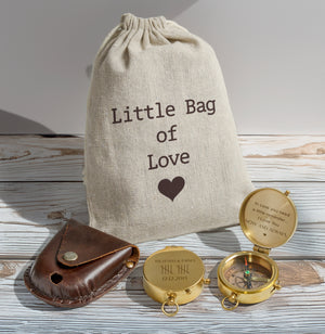 Personalized Engraved Bronze Compass - Handmade 10 years Anniversary Gift for Couples | Custom Name, Date - Gpb26250