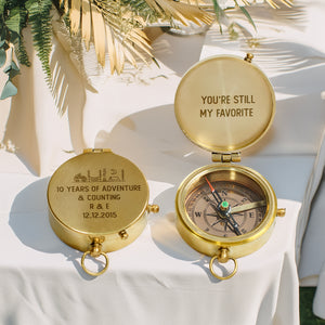 Personalized Engraved Bronze Compass - Handmade 10 years Anniversary Gift for Couples | Custom Name, Date - Gpb26257