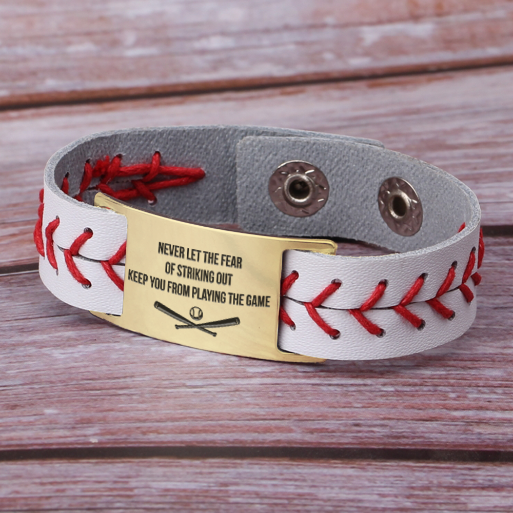 Premium Golden Plate Baseball Bracelet - Baseball - Never Let The Fear - Gbzj00000