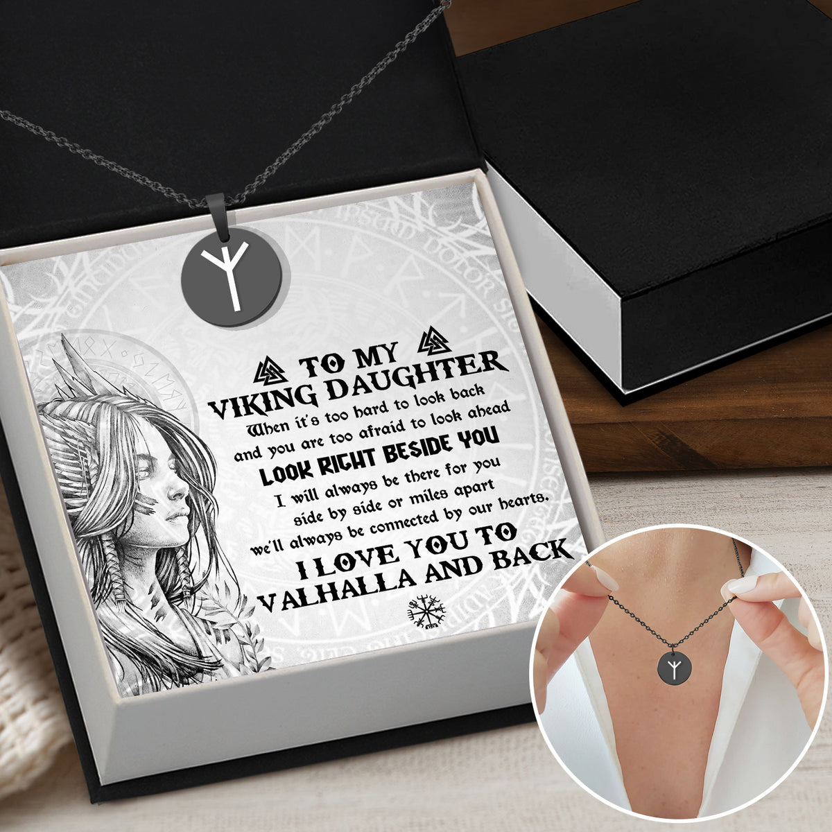 Strength & Protection Rune Necklace - Viking - To My Viking Daughter - I Will Always Be There For You - Gawi17002