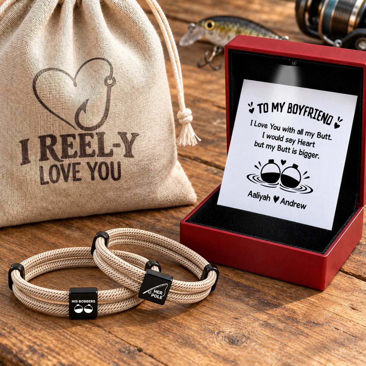 Personalized Fishing & Hunting Couple Bracelets - To Him - Gbzx26010