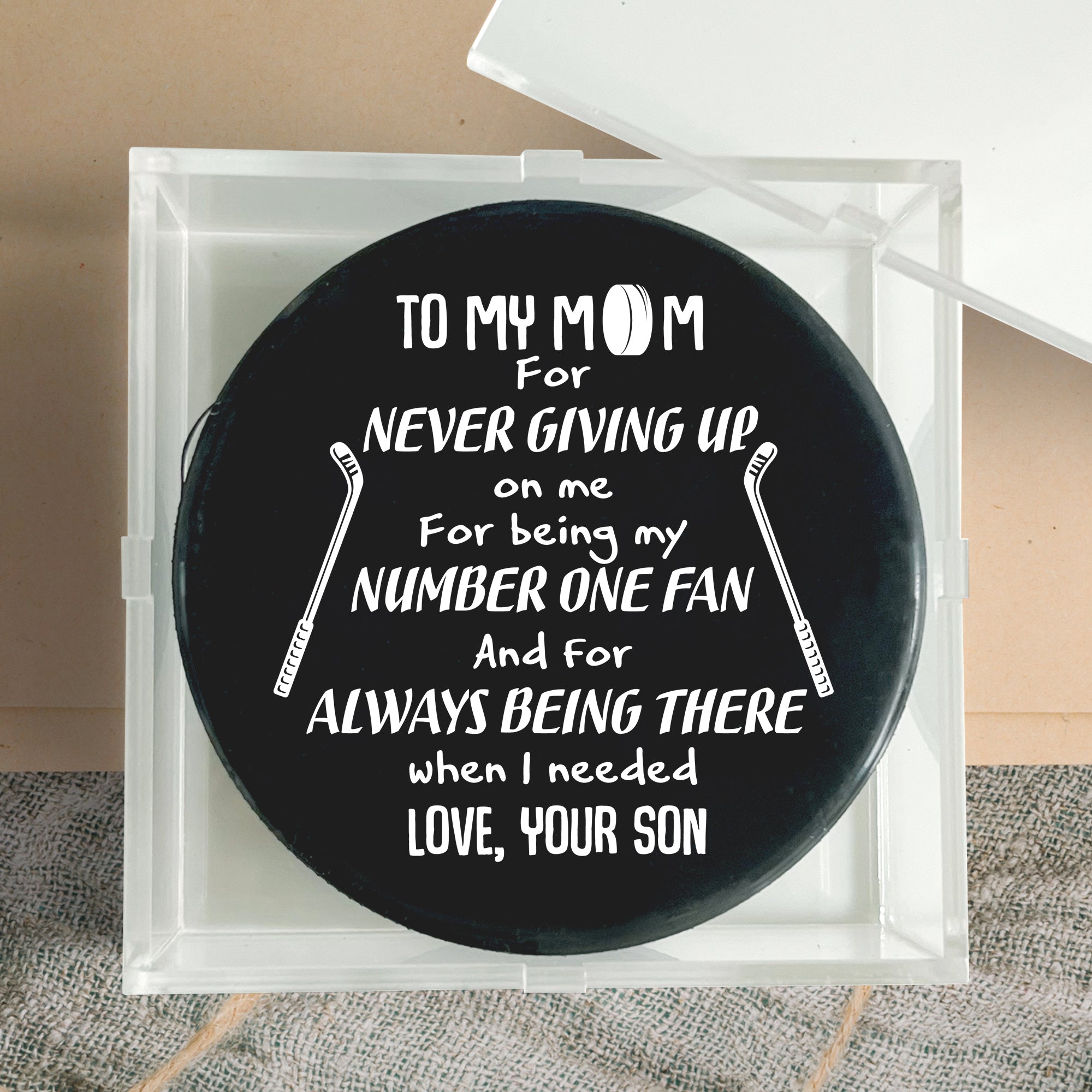 Personalized Hockey Puck - Hockey - To My Mom - From Son - For Always Being There - Gai19006