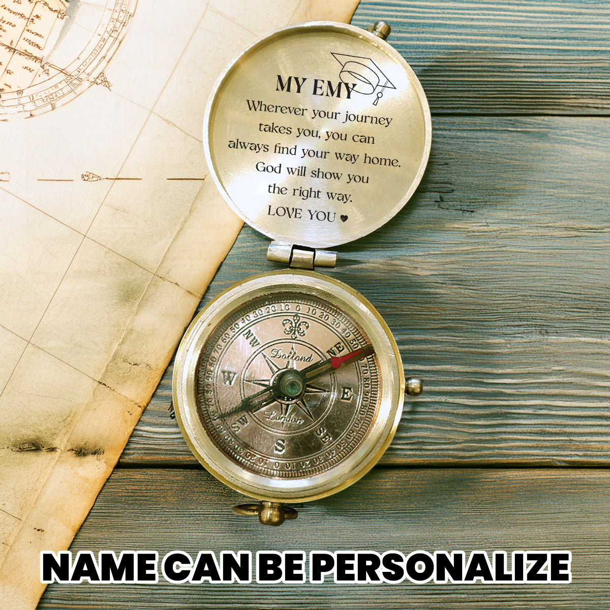 Personalized Engraved Compass - Family - To My Grandson - God Will Show You The Right Way - Gpb22019
