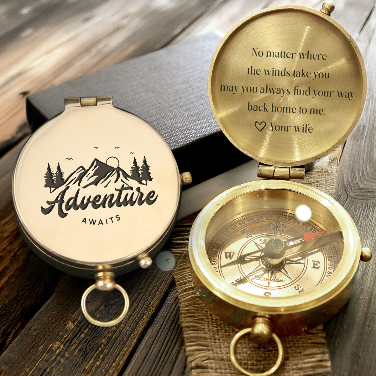 Personalized Engraved Compass - Family - To My Husband - You Always Find Your Way Back Home To Me - Gpb14019