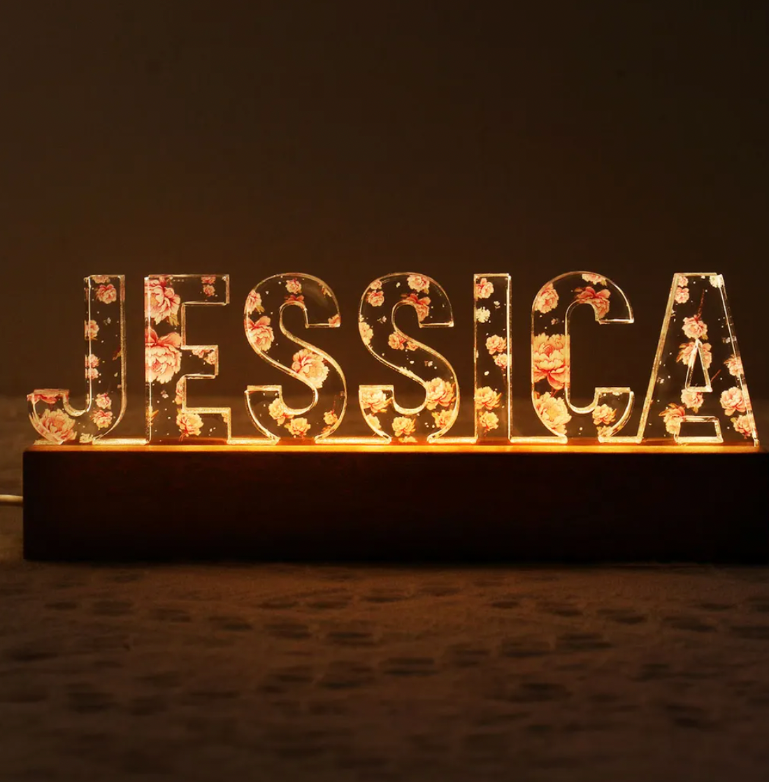 Personalized Flower Printed LED Night Light - Family - For Your Loved One - Glch26001