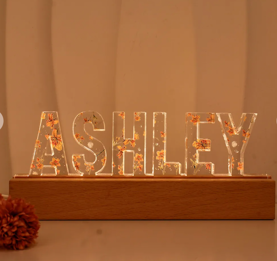 Personalized Flower Printed LED Night Light - Family - For Your Loved One - Glch26001