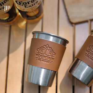 Leather Cup Sleeve - For Hiking Couples - Mountain - Guaa26001