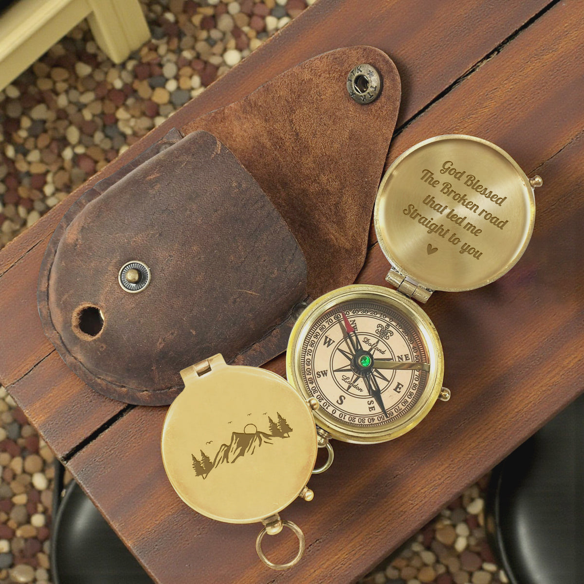 Personalized Engraved Bronze Compass - Handmade 1 year Anniversary Gift for Couples | Custom Name, Date - Gpb26272