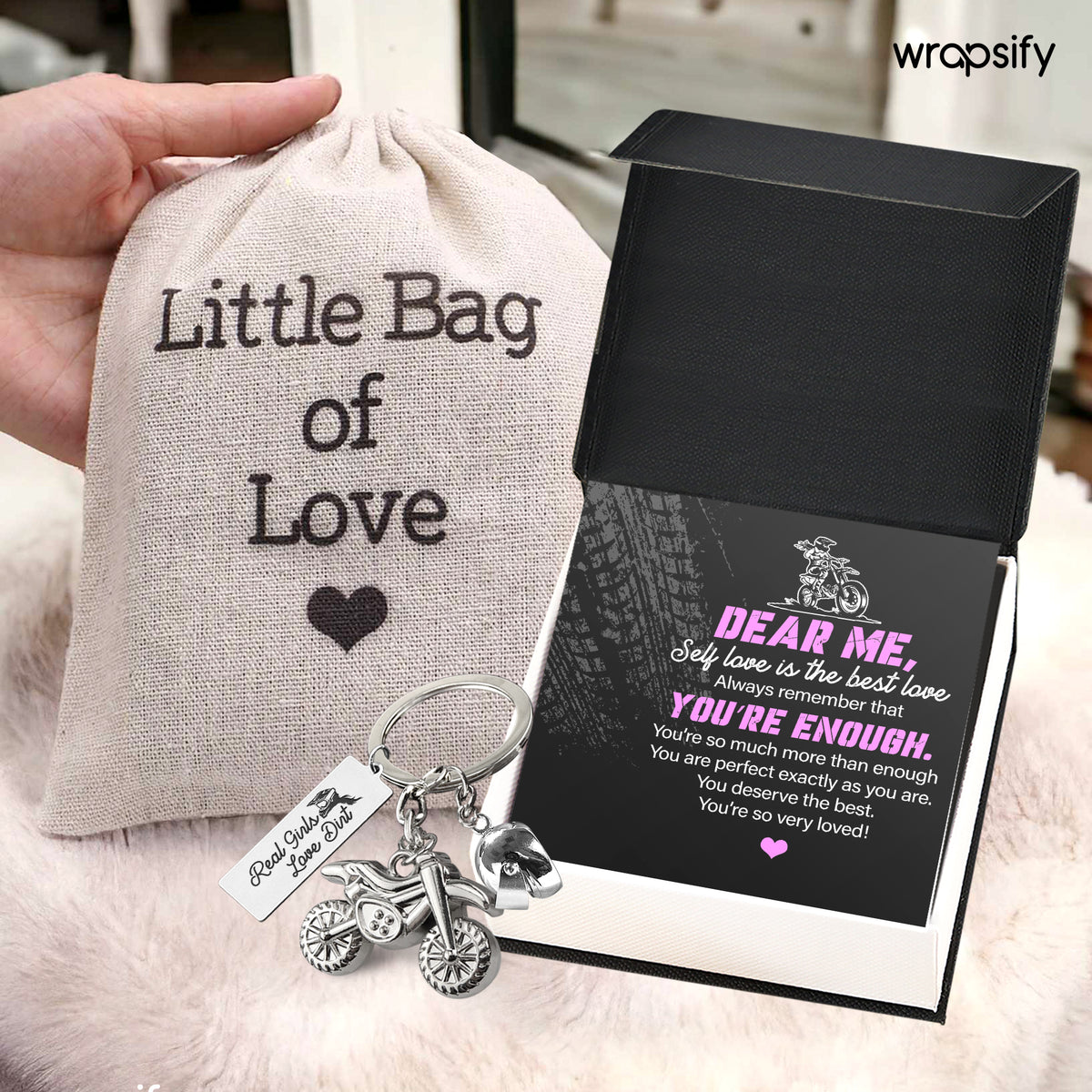 Dirt Bike Helmet Keychain - Biker - To Myself - Always Remember That You’re Enough - Gkey34002