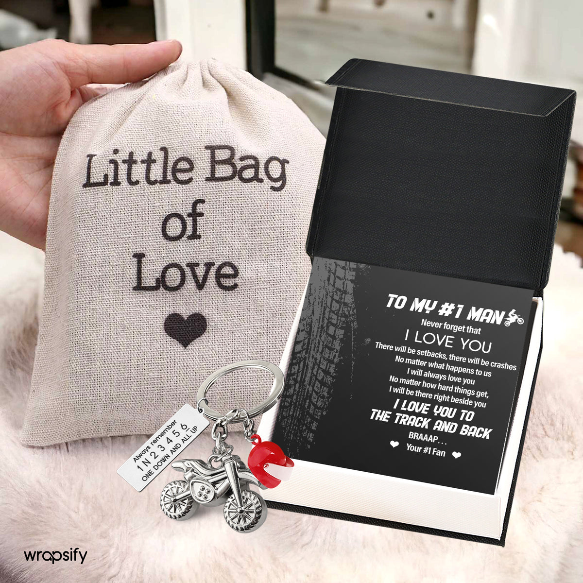 Dirt Bike Helmet Keychain - Biker - To My #1 Man - I Will Always Love You - Gkey26006