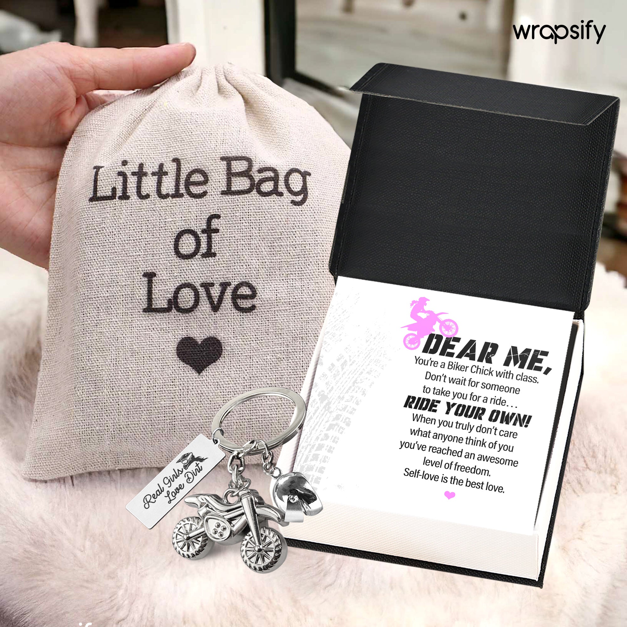 Dirt Bike Helmet Keychain - Biker - To Myself - Self-love Is The Best Love - Gkey34001