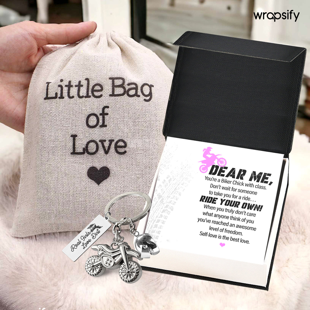 Dirt Bike Helmet Keychain - Biker - To Myself - Self-love Is The Best Love - Gkey34001