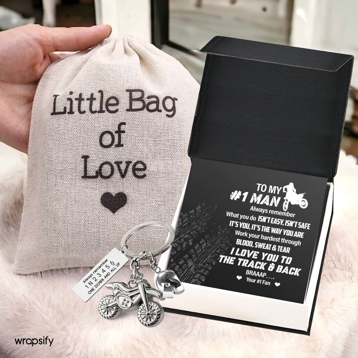 Dirt Bike Helmet Keychain - Biker - To My #1 Man - I Love You To The Track & Back - Gkey26005