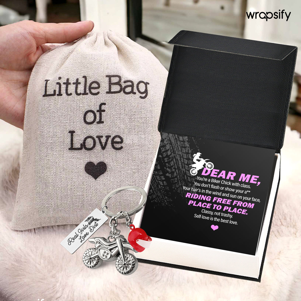 Dirt Bike Helmet Keychain - Biker - To Myself - Riding Free From Place To Place - Gkey34004