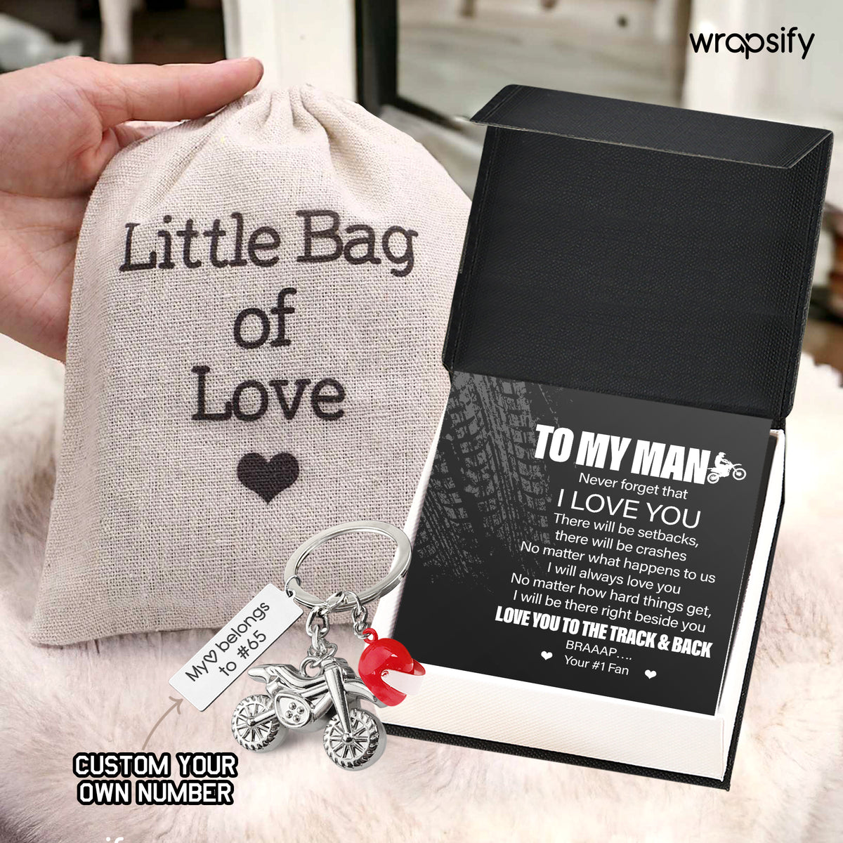 Personalized Dirt Bike Helmet Keychain - Biker - To My Man - I Will Always Love You - Gkey26009