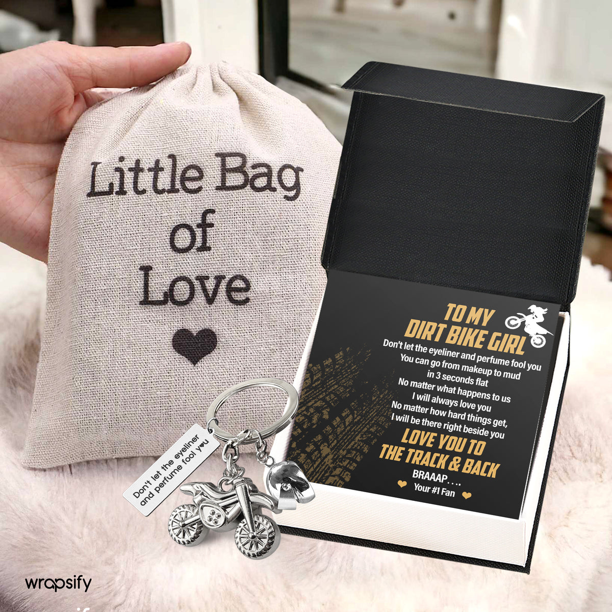 Dirt Bike Helmet Keychain - Biker - To My Dirt Bike Girl - I Will Be There Right Beside You - Gkey13001