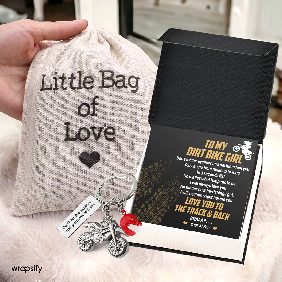 Dirt Bike Helmet Keychain - Biker - To My Dirt Bike Girl - I Will Be There Right Beside You - Gkey13001