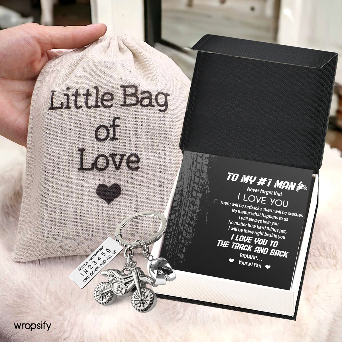 Dirt Bike Helmet Keychain - Biker - To My #1 Man - I Will Always Love You - Gkey26006