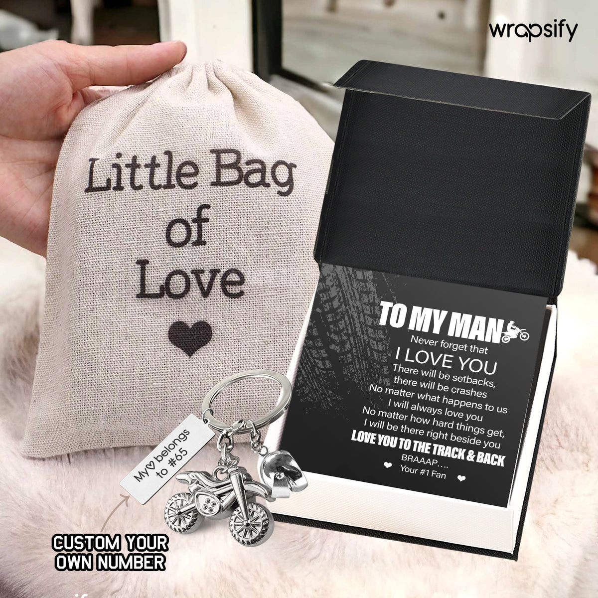 Personalized Dirt Bike Helmet Keychain - Biker - To My Man - I Will Always Love You - Gkey26009