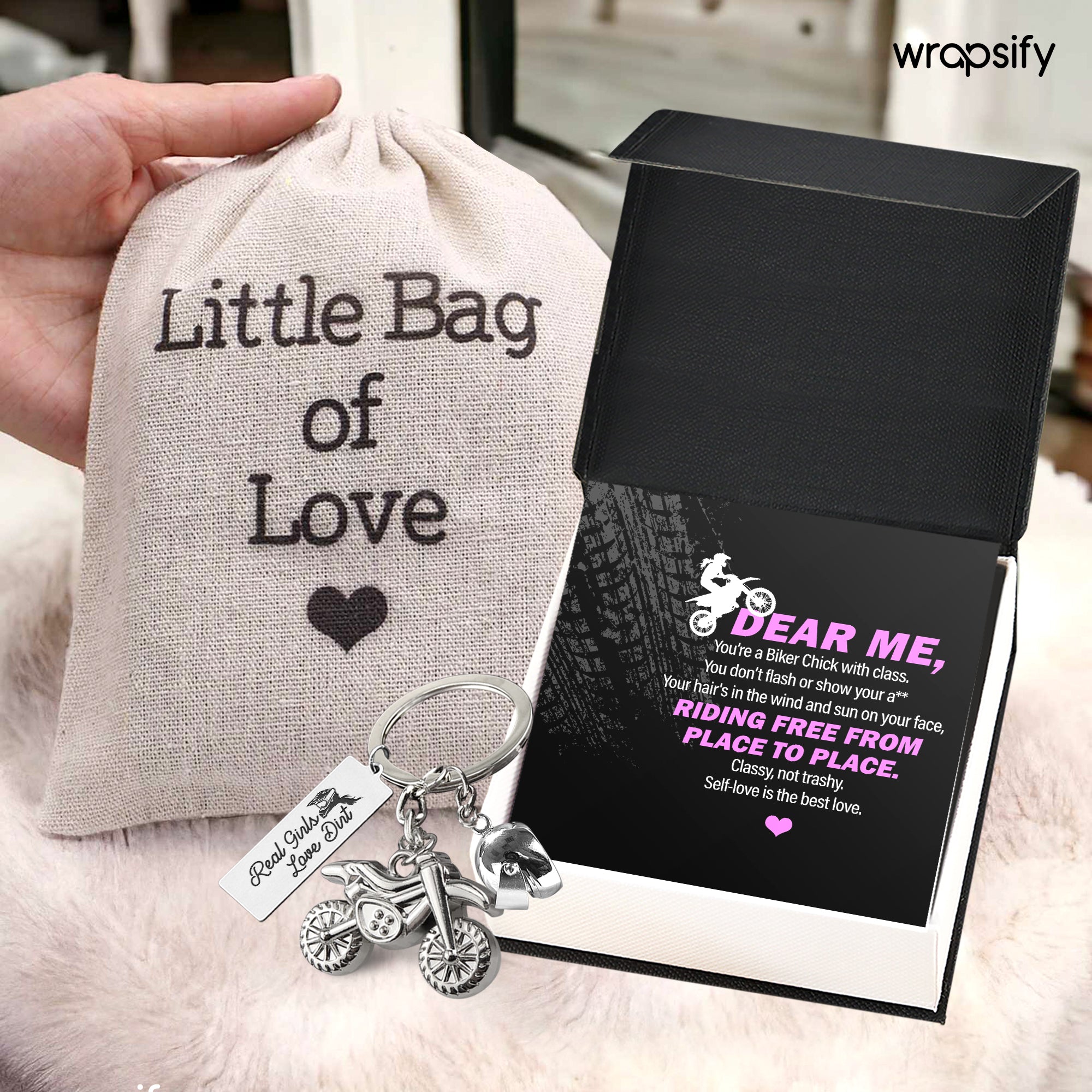 Dirt Bike Helmet Keychain - Biker - To Myself - Riding Free From Place To Place - Gkey34004