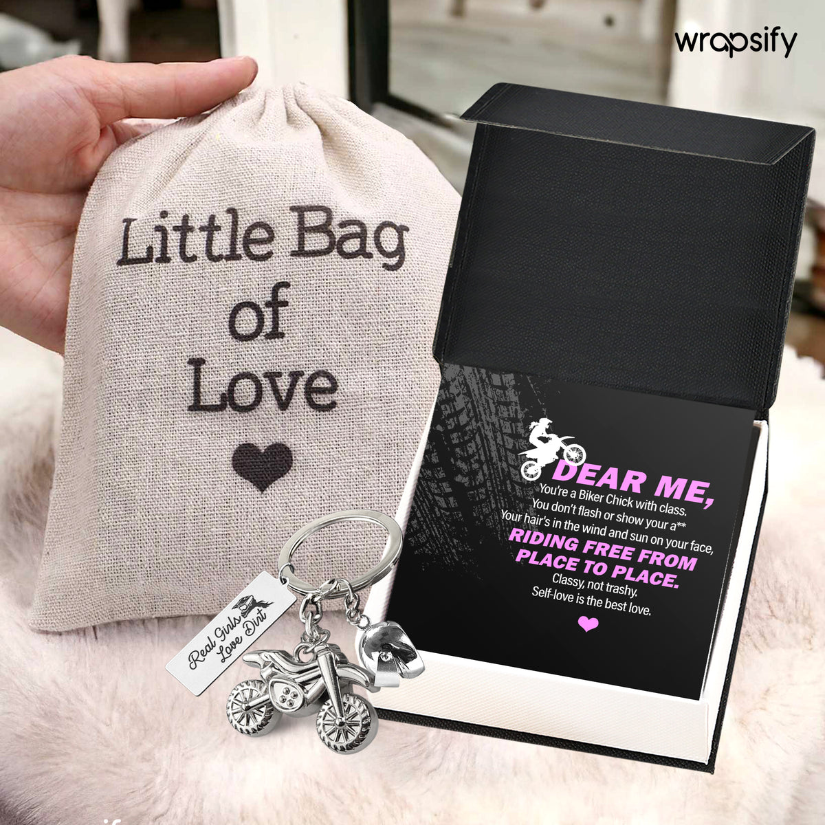 Dirt Bike Helmet Keychain - Biker - To Myself - Riding Free From Place To Place - Gkey34004