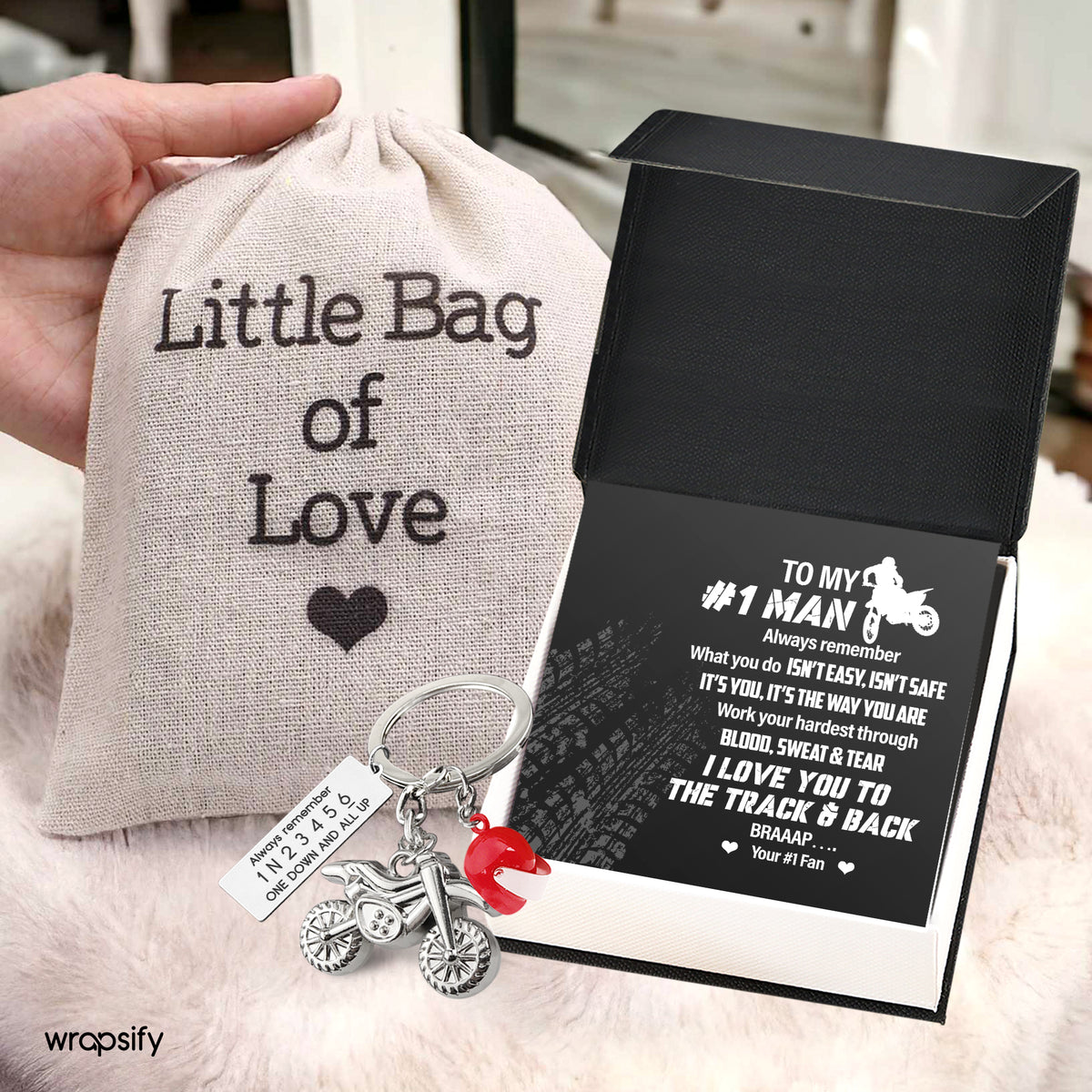 Dirt Bike Helmet Keychain - Biker - To My #1 Man - I Love You To The Track & Back - Gkey26005