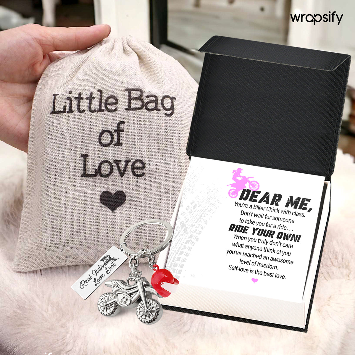 Dirt Bike Helmet Keychain - Biker - To Myself - Self-love Is The Best Love - Gkey34001