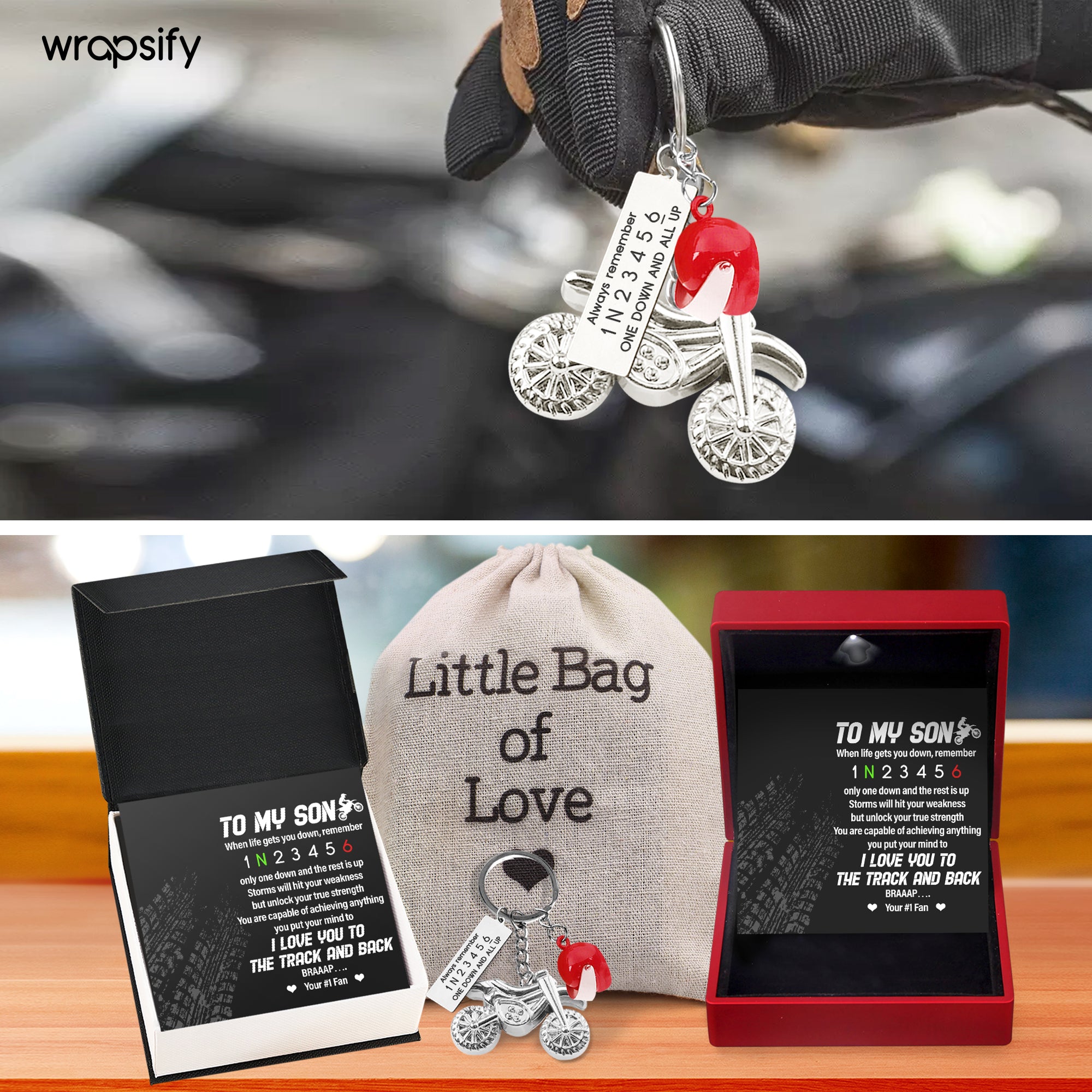 Wrapsify Personalized Dirt Bike Helmets Keychains Handbag & Wallet Accessories - Gift For Biker Riders, Biker Gift For Son - Gkey16001