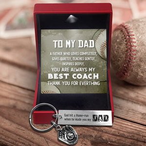 Baseball Glove Keychain - Baseball - To My Dad - God Hit A Home-run When He Made You My Dad - Gkax18022
