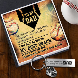 Baseball Glove Keychain - Baseball - To My Dad - I Love You To The Center-field Fence And Back - Gkax18024