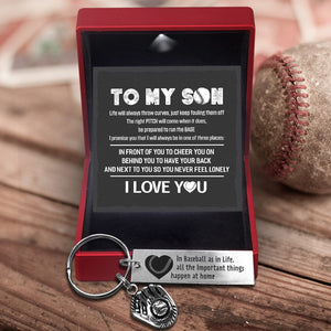 Baseball Glove Keychain - Baseball - To My Son - Life Will Always Throw Curves, Just Keep Fouling Them Off - Gkax16013