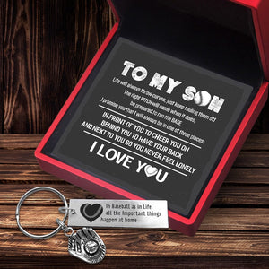 Baseball Glove Keychain - Baseball - To My Son - Life Will Always Throw Curves, Just Keep Fouling Them Off - Gkax16013