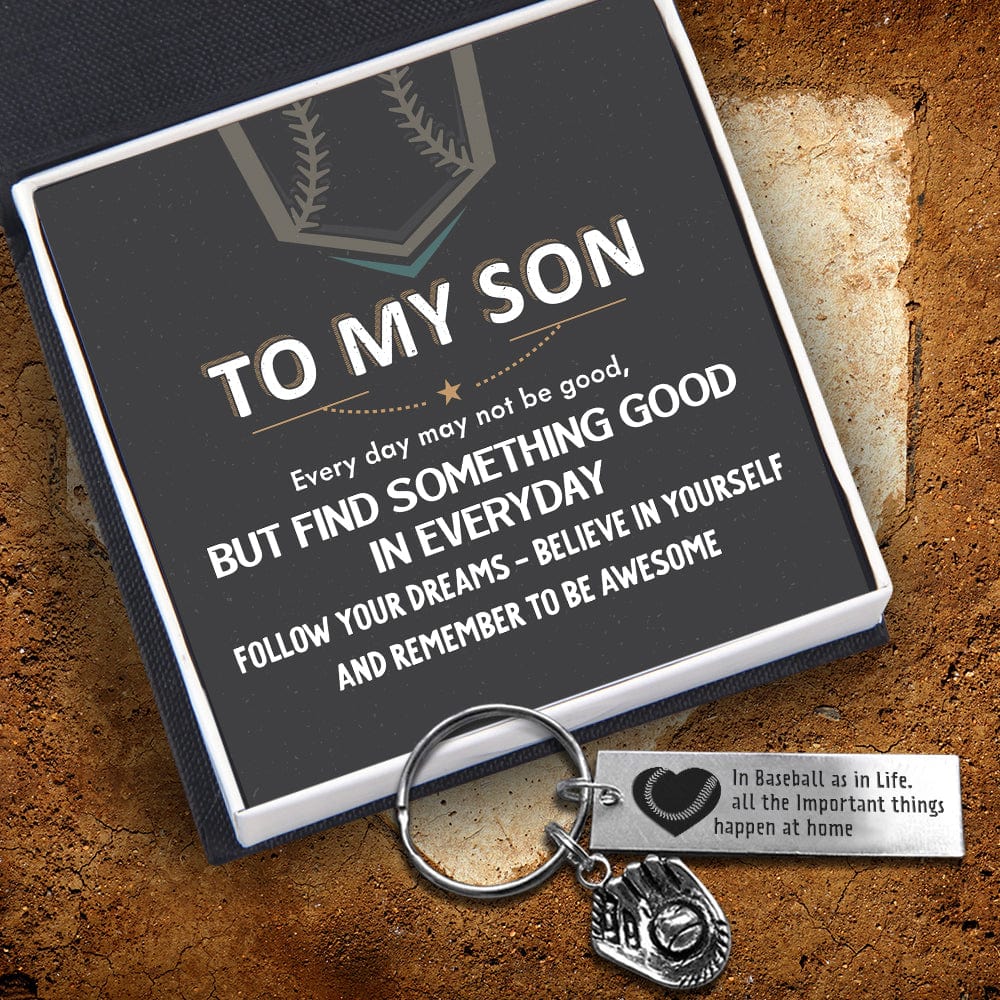 Baseball Glove Keychain - Baseball - To My Son - Remember To Be Awesome - Gkax16012